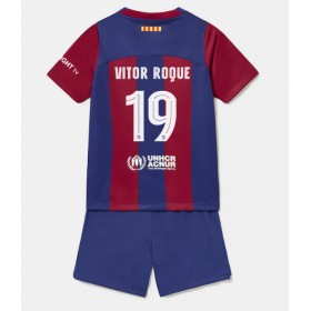 Barcelona Vitor Roque #19 Heimtrikot 2023-24 Kurzarm (+ kurze hosen)